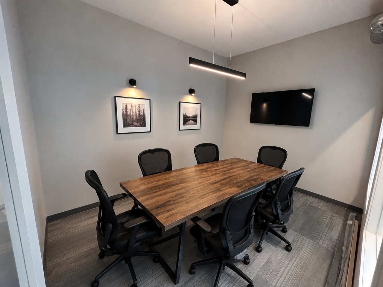 Boardroom set up for a business meeting
